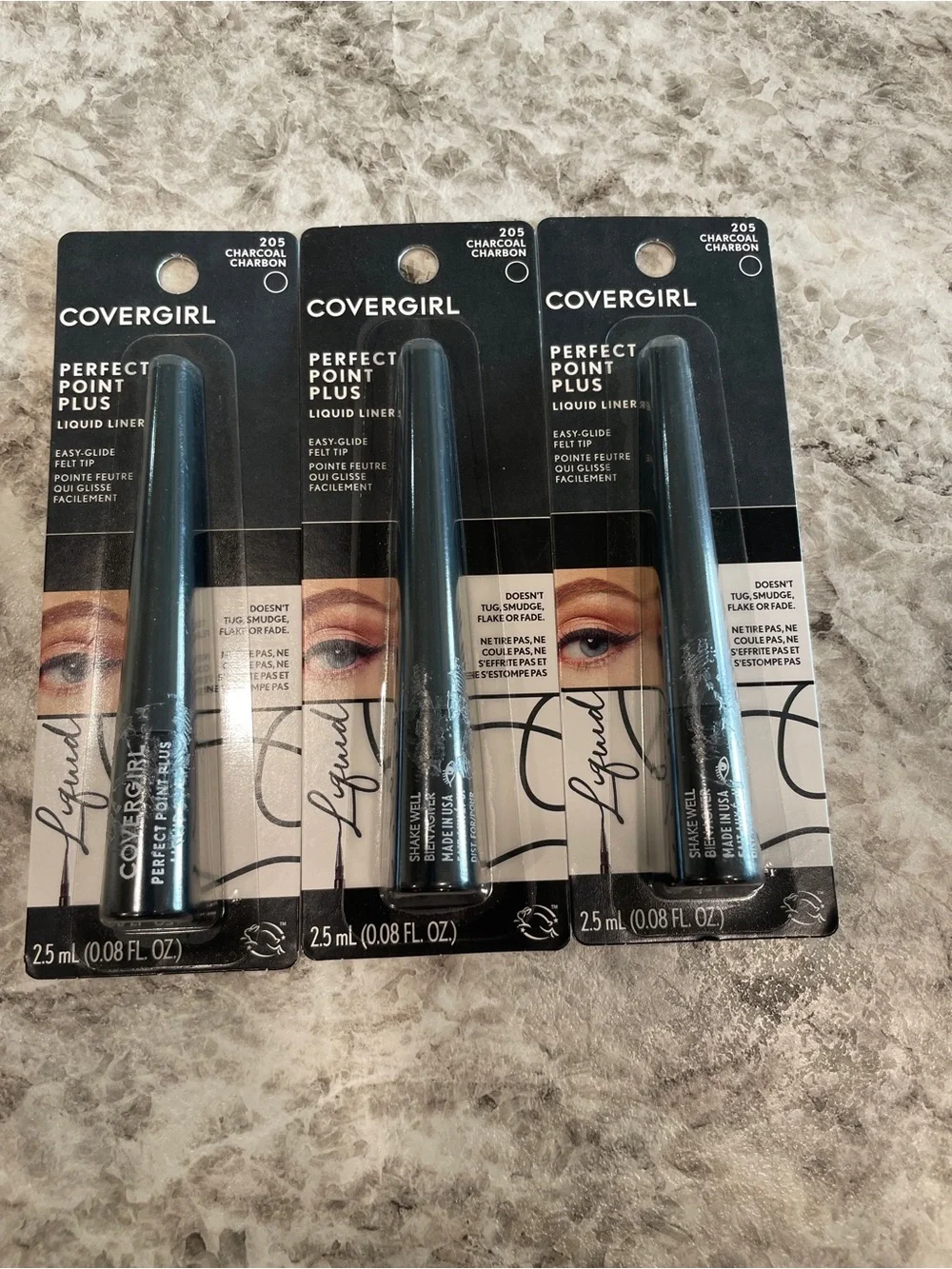 CoverGirl Perfect Point Plus Liquid Liner - Charcoal 205 (3 Pack)